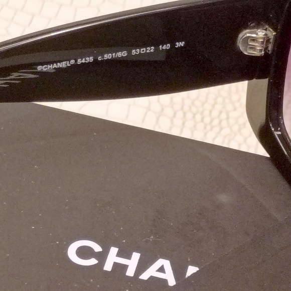 New Chanel 5435 C.501/6G Black/Gold, Grey Gradient Lens RECTANGLE SUNGLASSES . - Picture 9 of 16